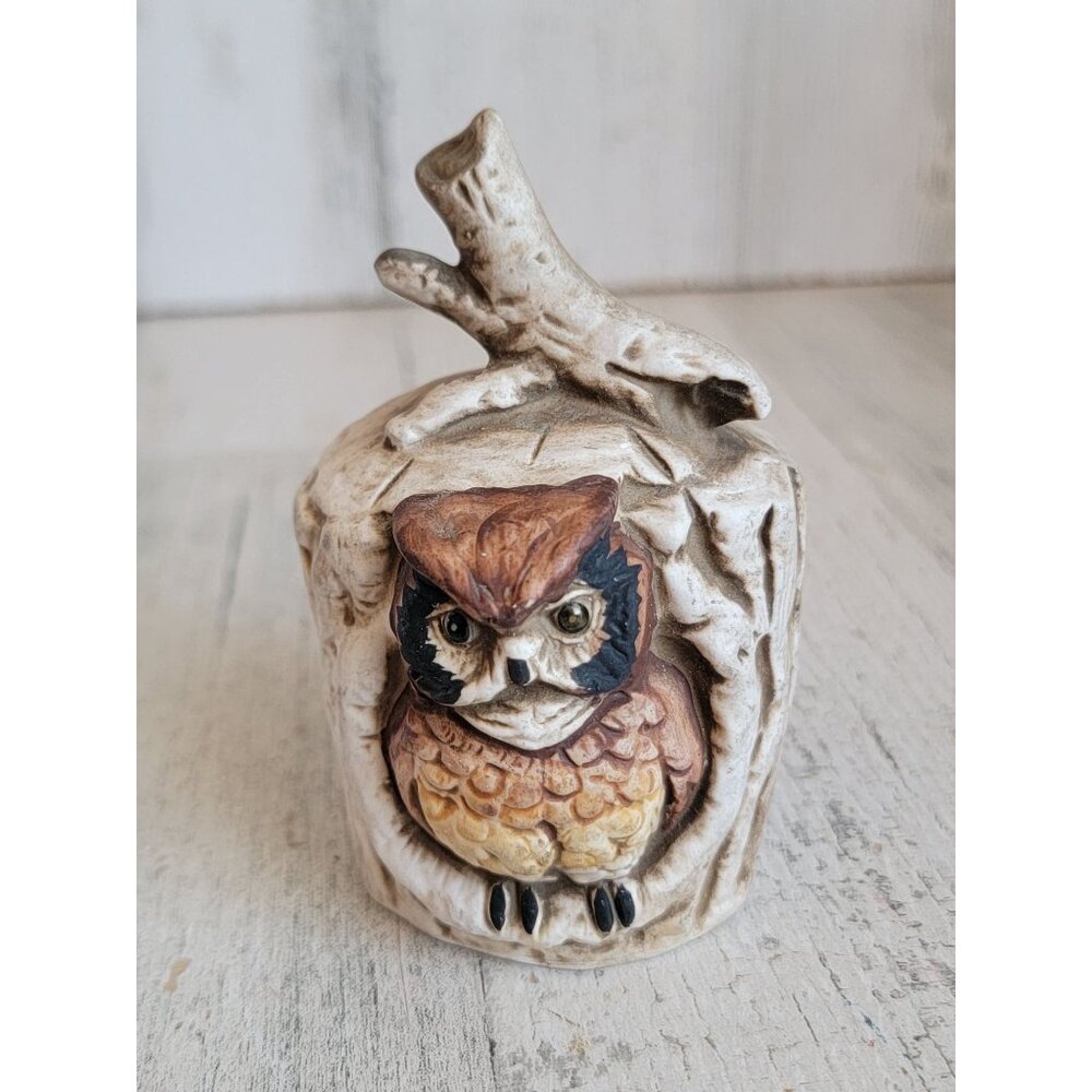 Owl bell scenic bird tree‎ ornament Xmas woods hollow